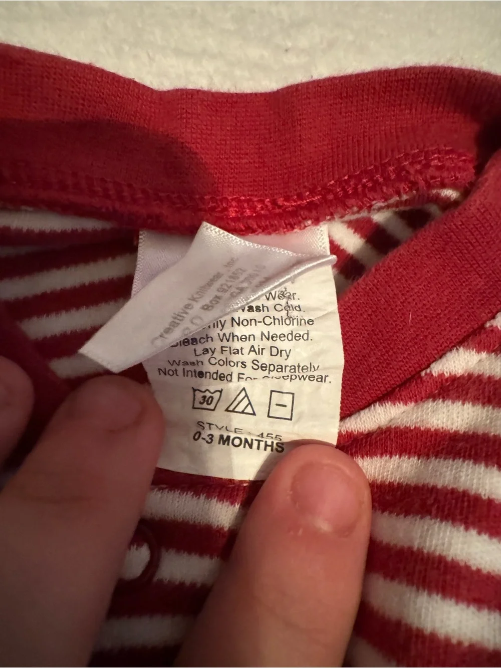 Striped Red & White Baby Footed One-Piece with Team Logo